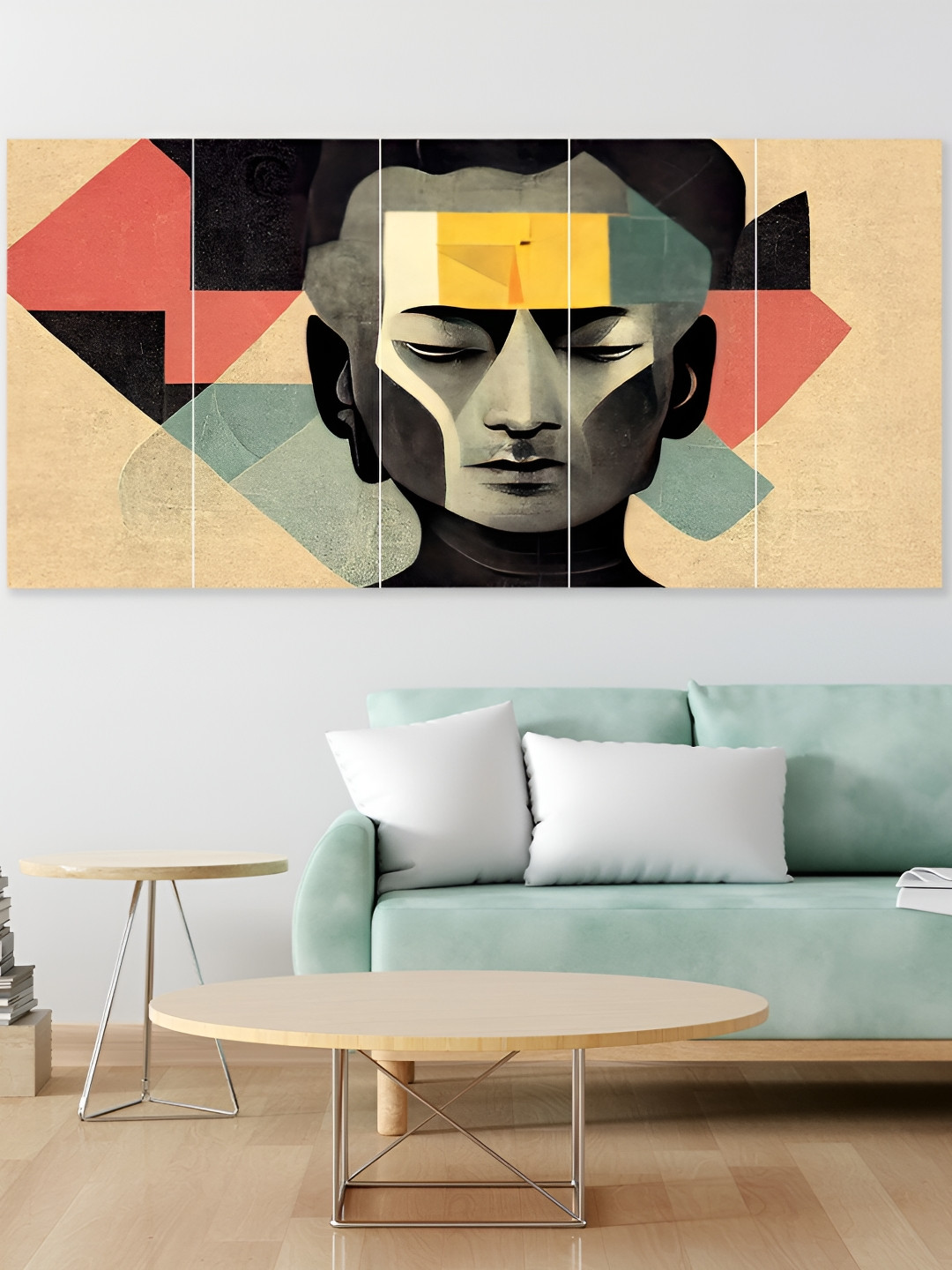 Pum Pum Wood 5 Piece Wall Rectangle Paintings Wall Art - 49.2 x 23.6 In