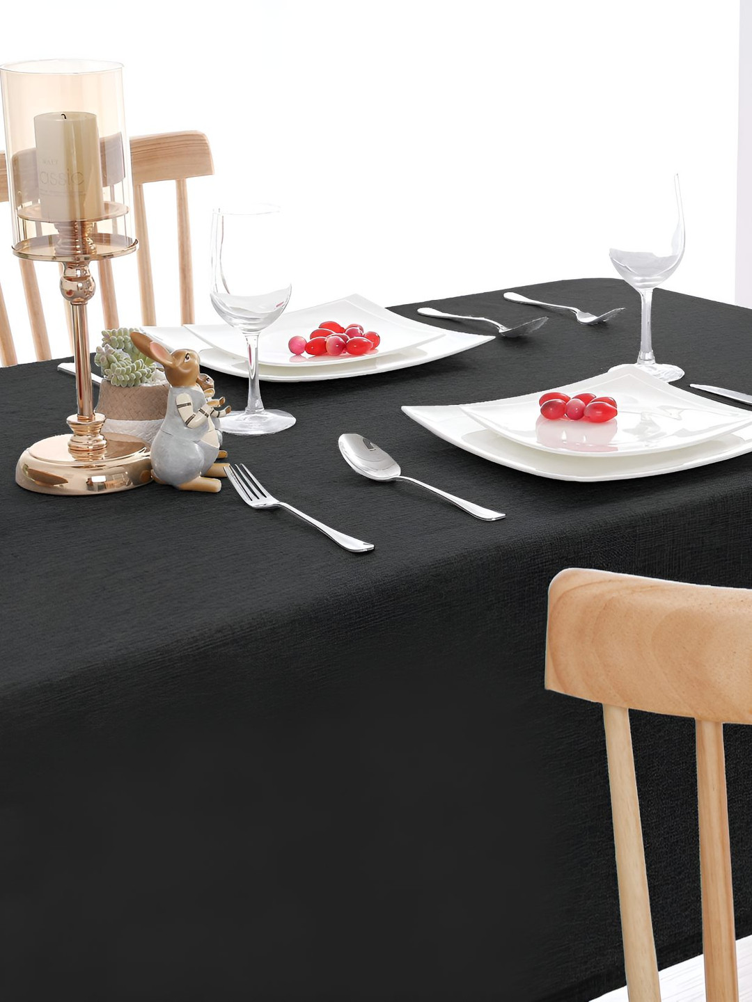 CASA-NEST Black Jute 6 Seater Table Cover