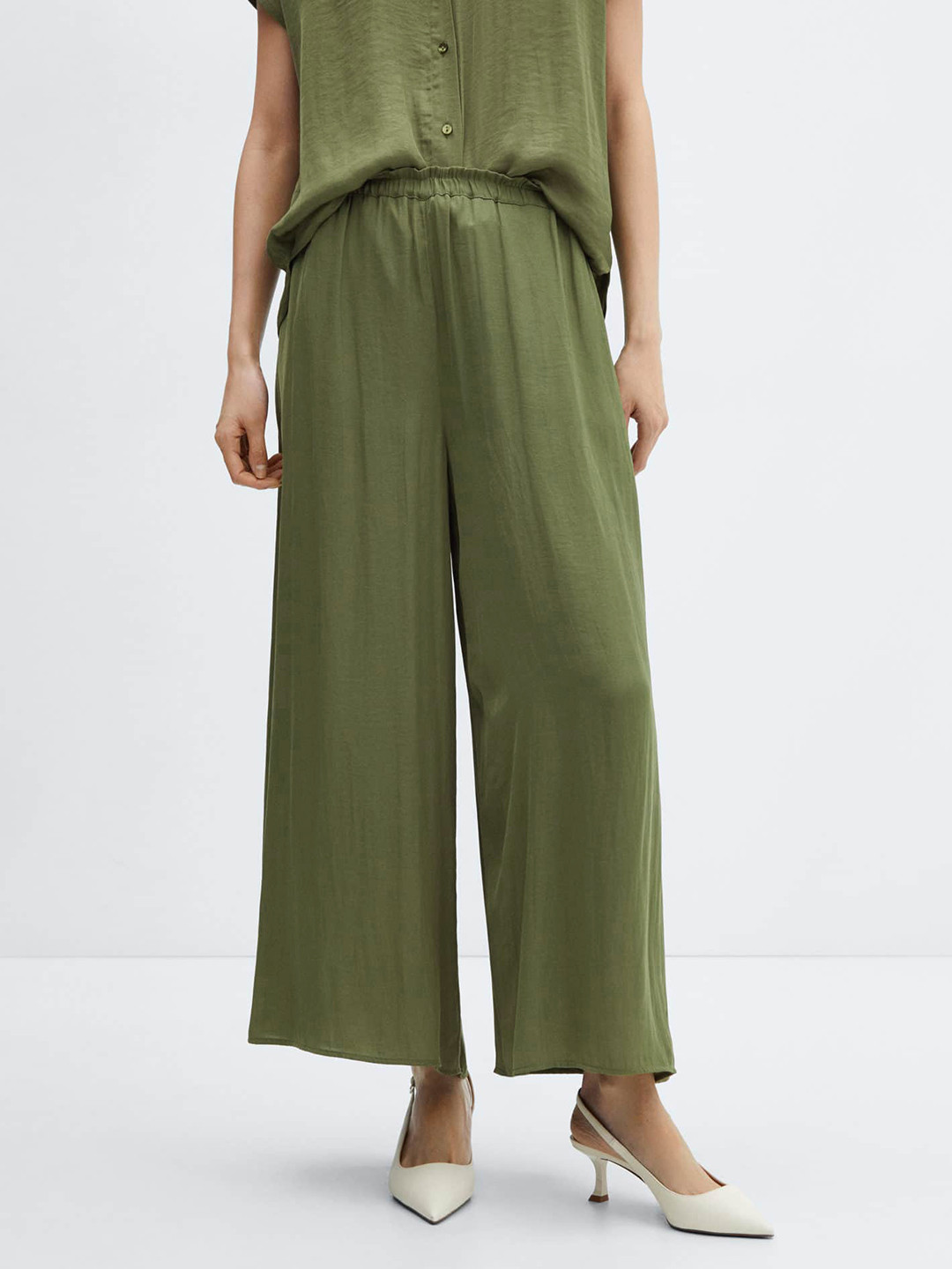 MANGO Women High-Rise Satin Trousers