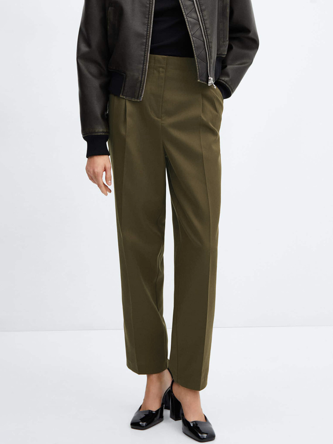 MANGO Women Darted High Waist Trousers