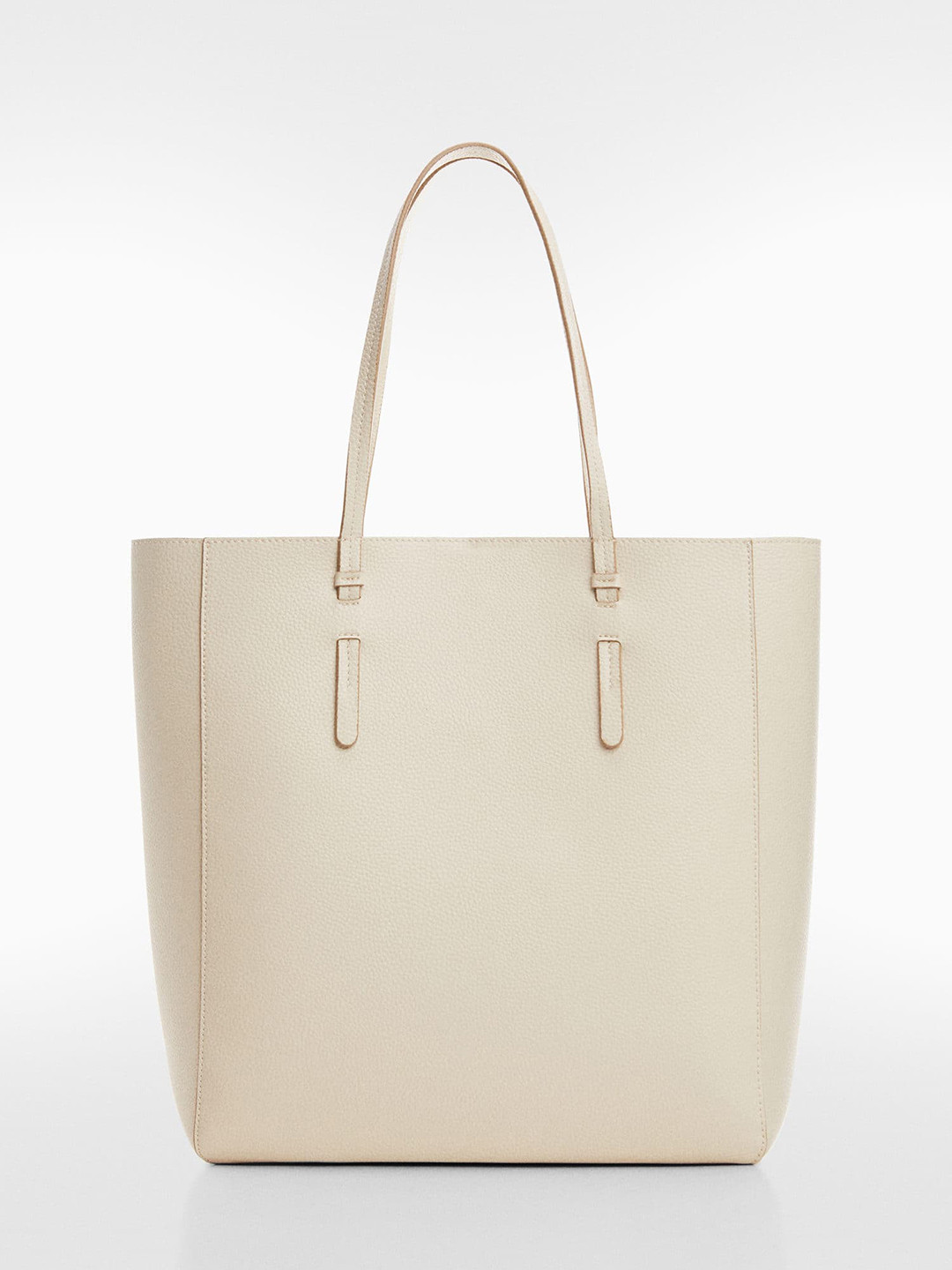 MANGO Textured Shopper Tote Bag