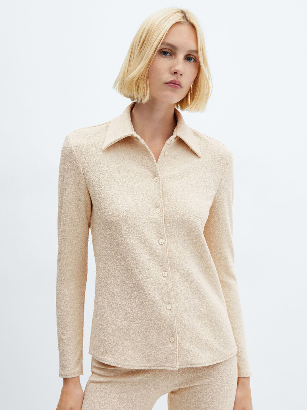 MANGO Knitted Textured Shirt