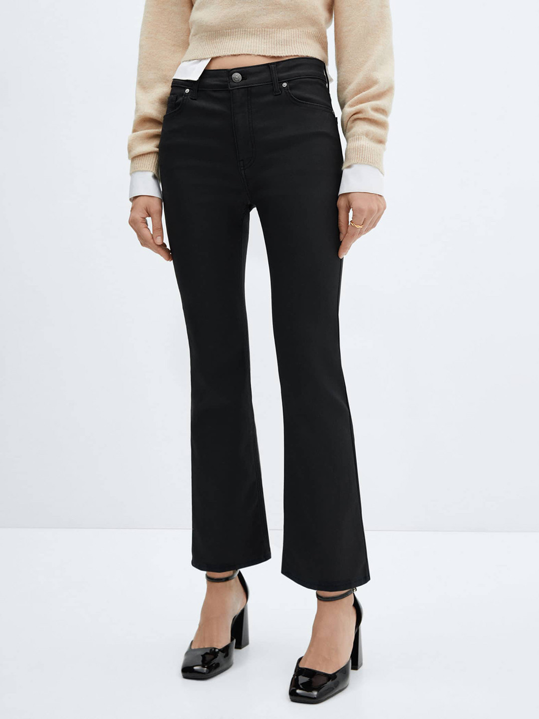 MANGO Women Flared Cropped Jeans