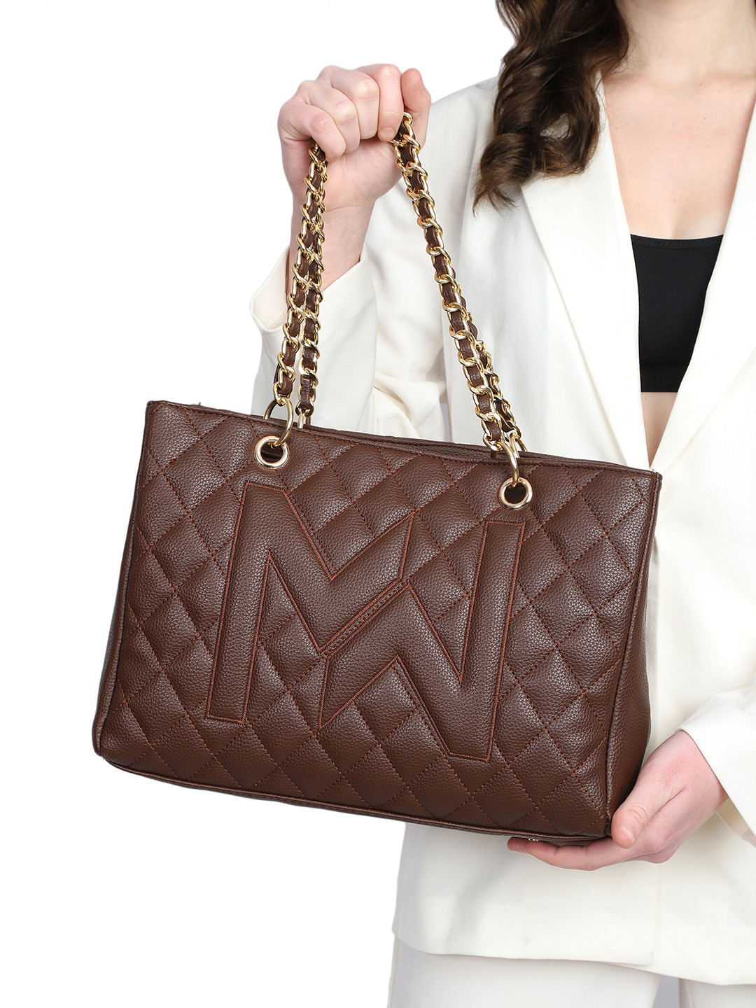 MINI WESST Textured Structured Shoulder Bag Up to 12 inch