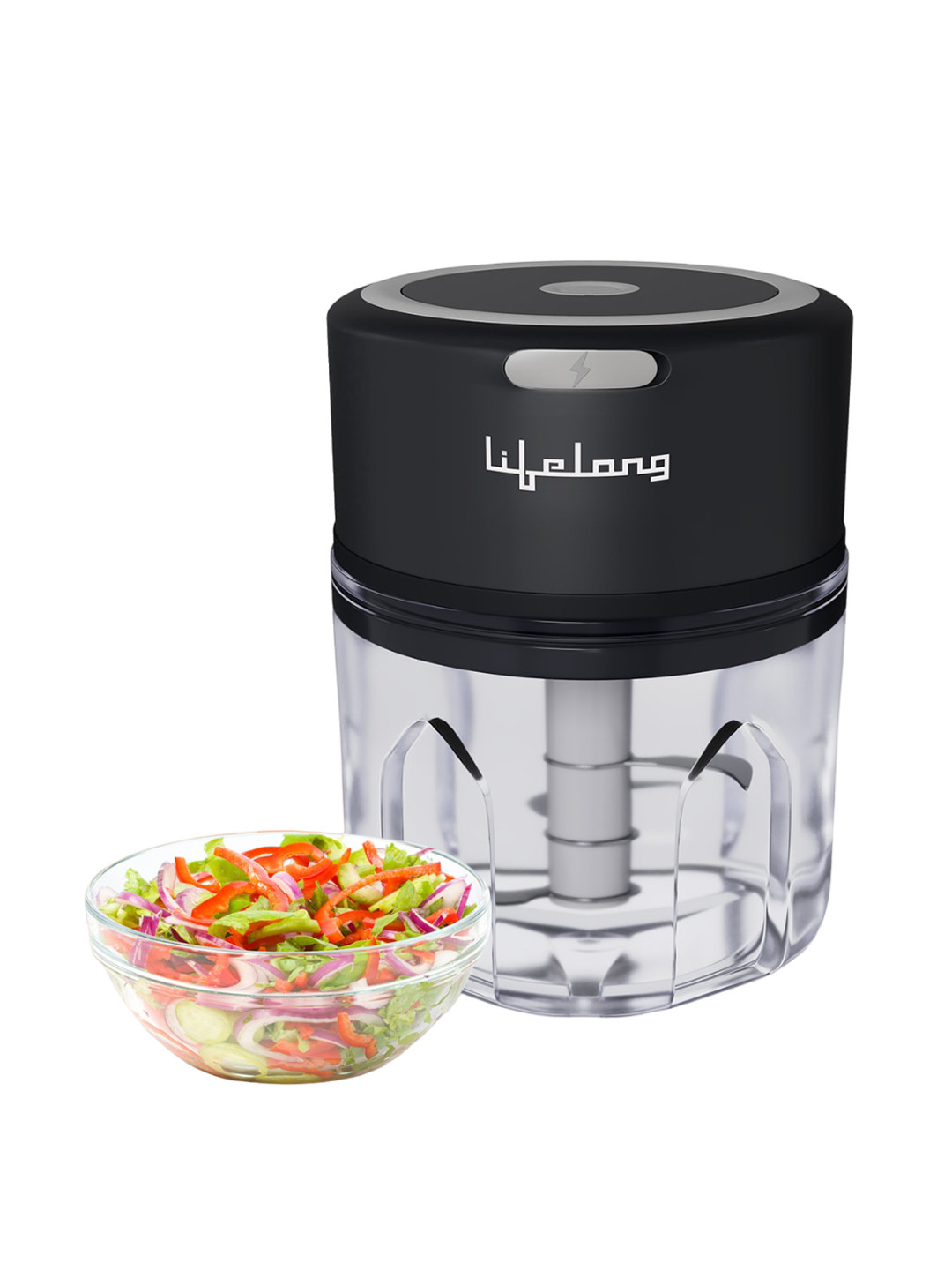 Lifelong Black USB Rechargeable Wireless Electric Chopper 250 ml