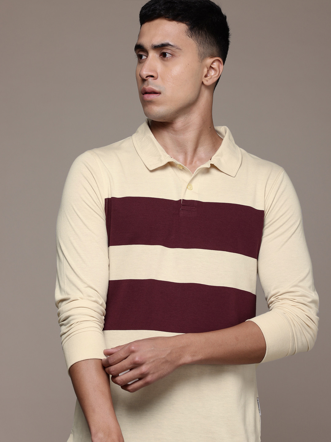 Roadster Colourblocked Polo Collar T-shirt