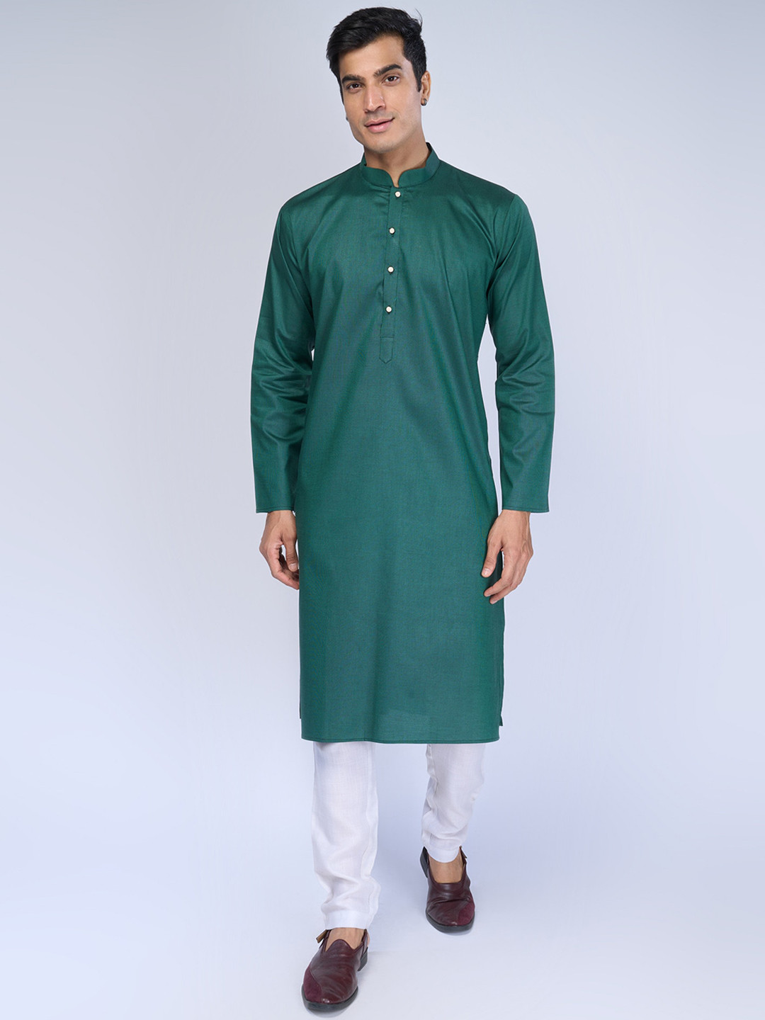 BELLAZO Cotton Straight Knee Length Mandarin Collar Kurta
