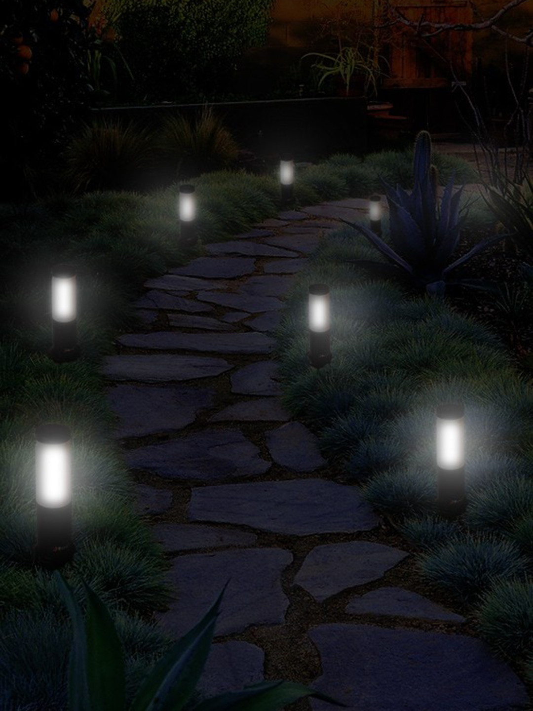 BENE Benjamin Bollard Black & White 6 Pieces Waterproof And Rustproof Outdoor Lamp