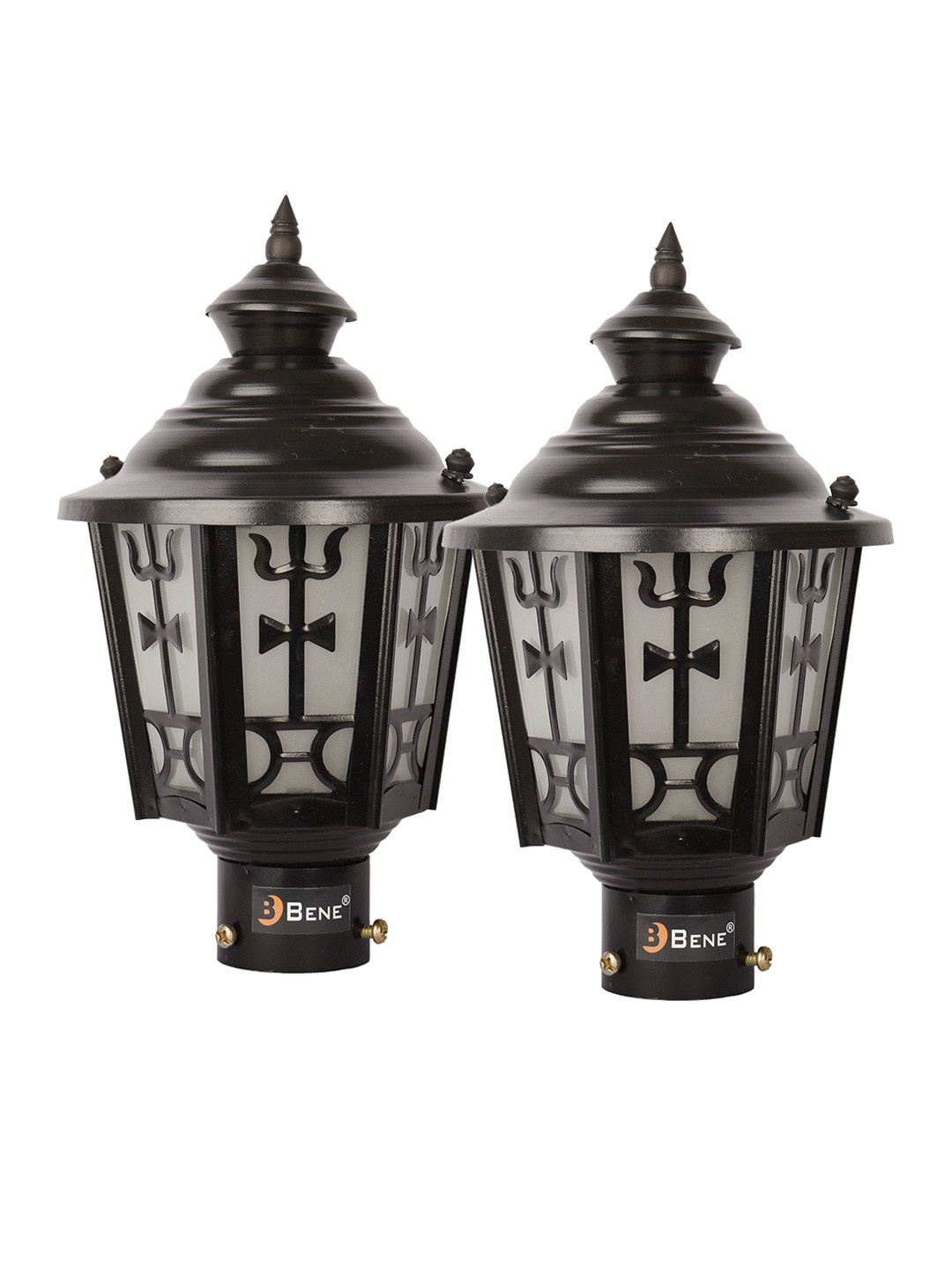 BENE Black & White 2 Pieces Waterproof & Rustproof Frustum Outdoor Lamps