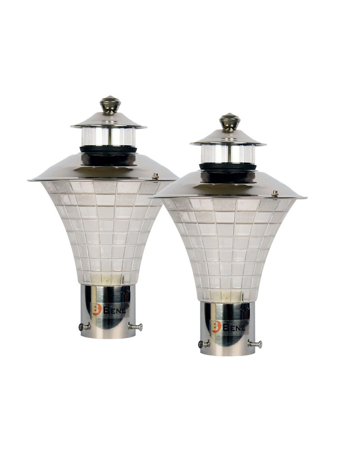 BENE Steel  & Transparent 2 Pieces Textured Metal Outdoor Lamps