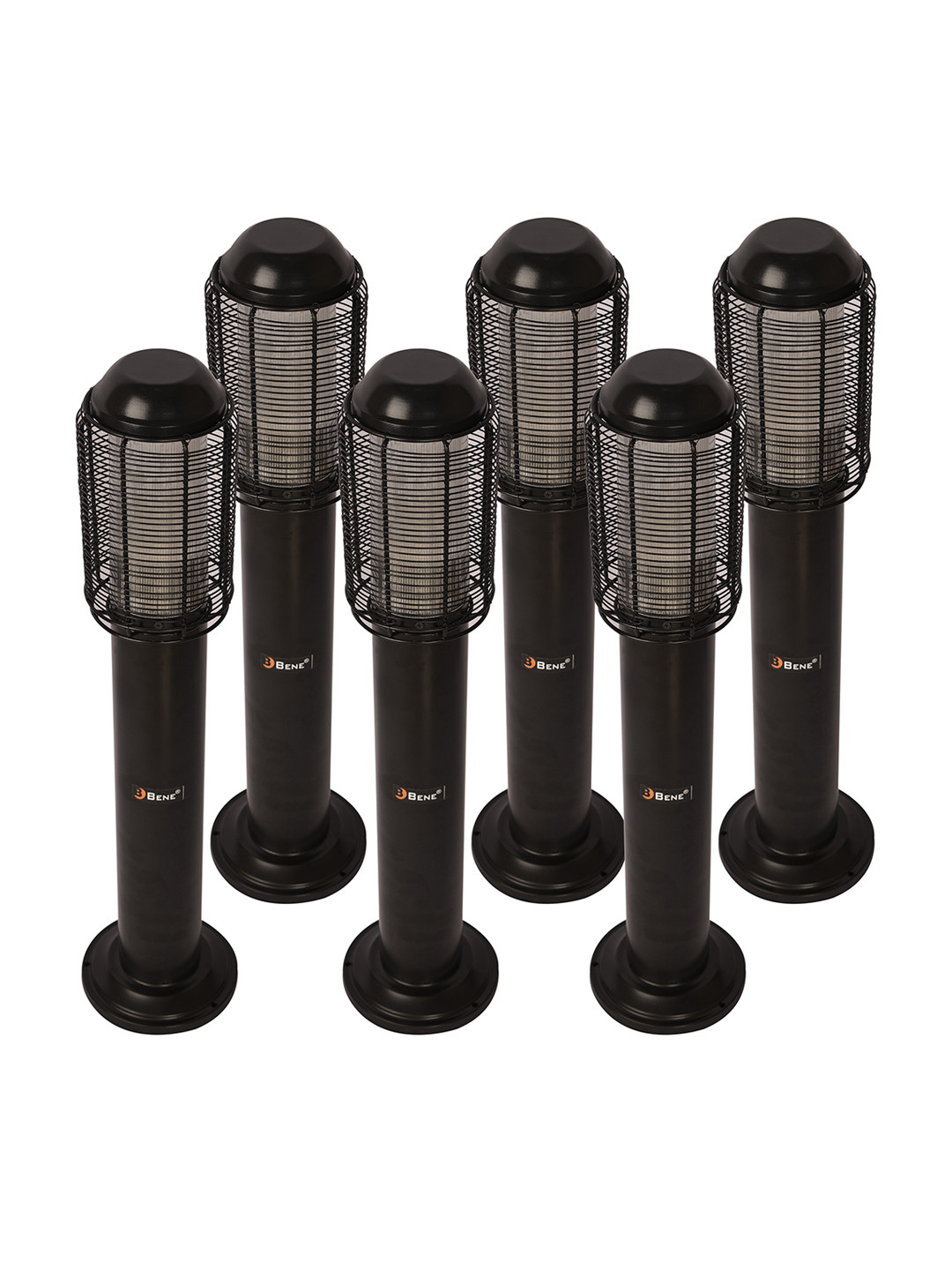 BENE Vaasa Bollard 6 Pieces Black Waterproof Metal Outdoor Lamps