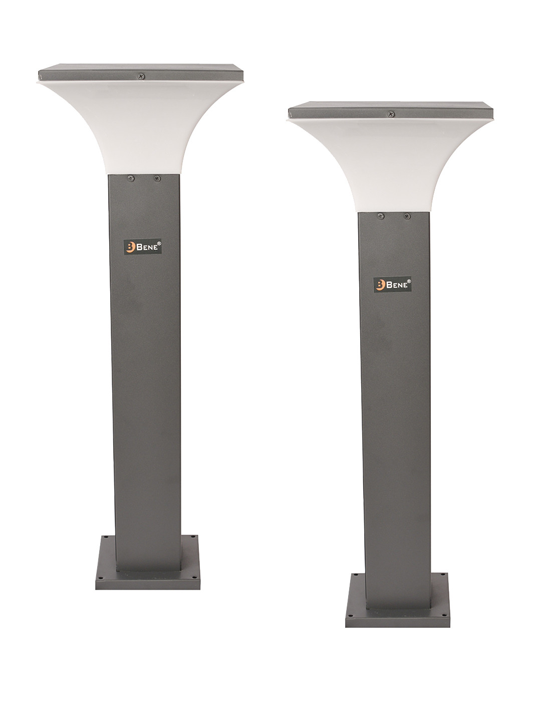 BENE Helsinki Bollard 2 Pieces Grey & White Waterproof Metal Outdoor Lamps