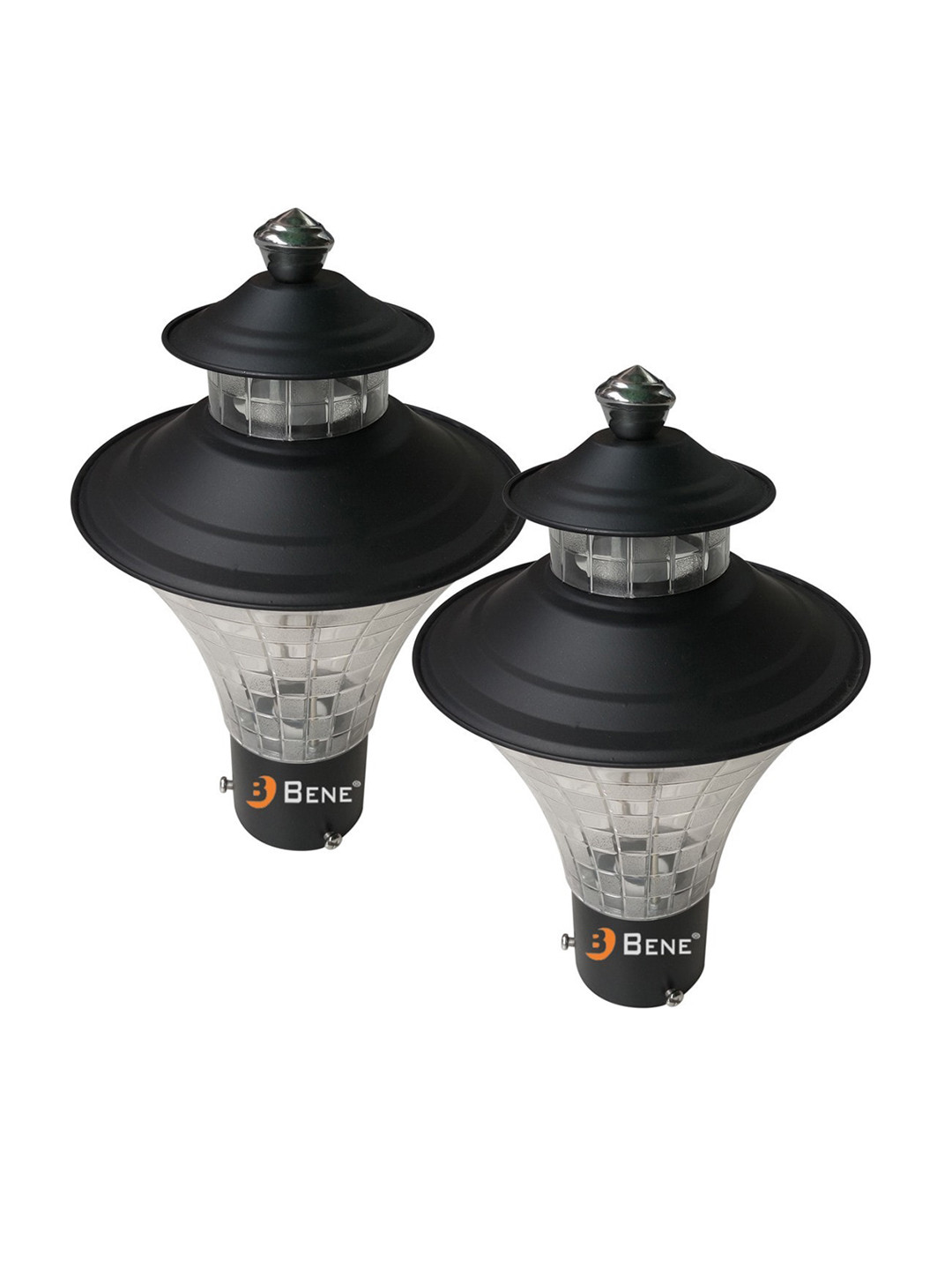 BENE 2 Pieces Black & White Waterproof Metal Outdoor Lamps