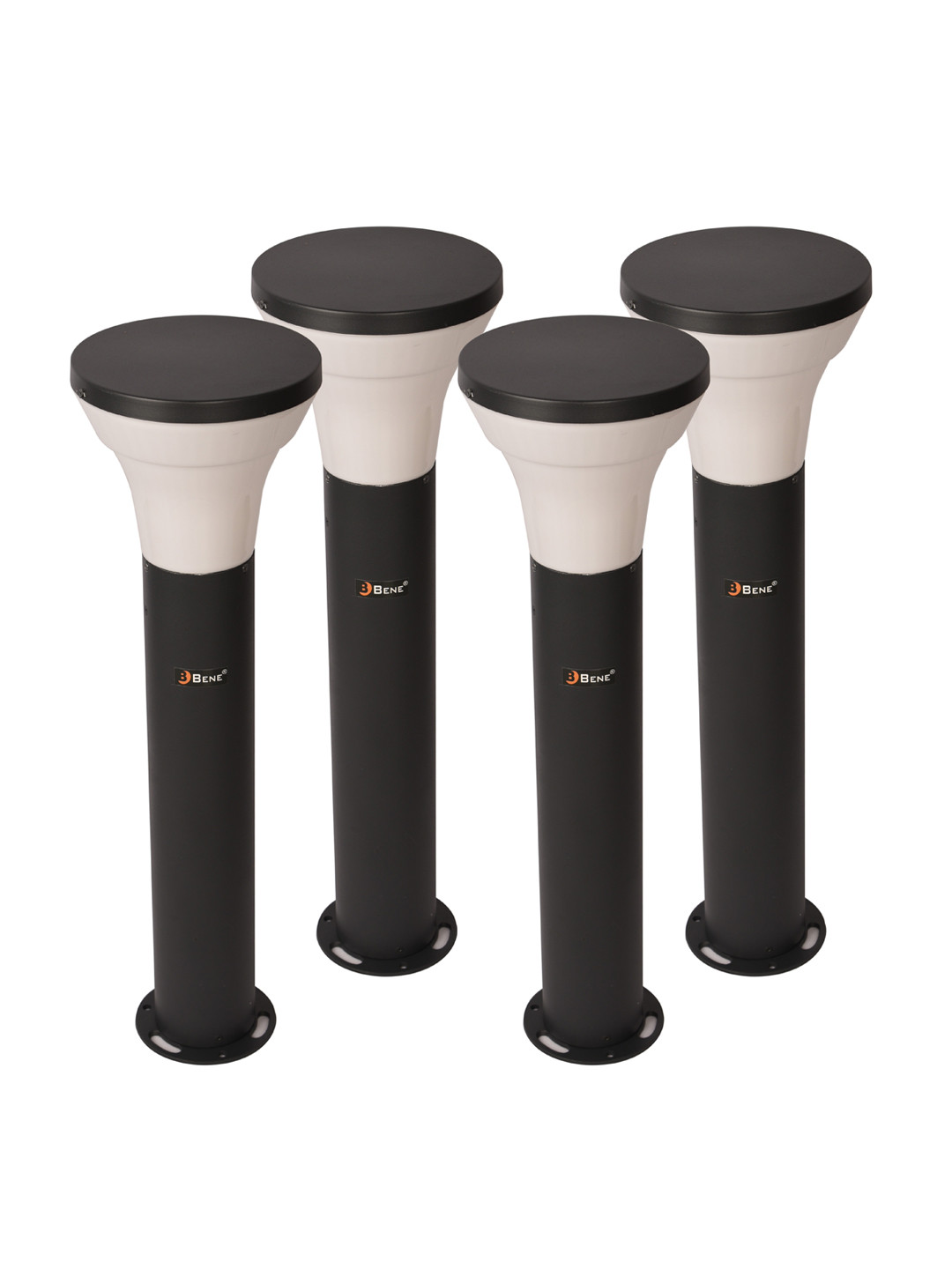 BENE Koel Bollard Grey & White 4 Pieces Self Assembly Cylinderal Outdoor Lamps