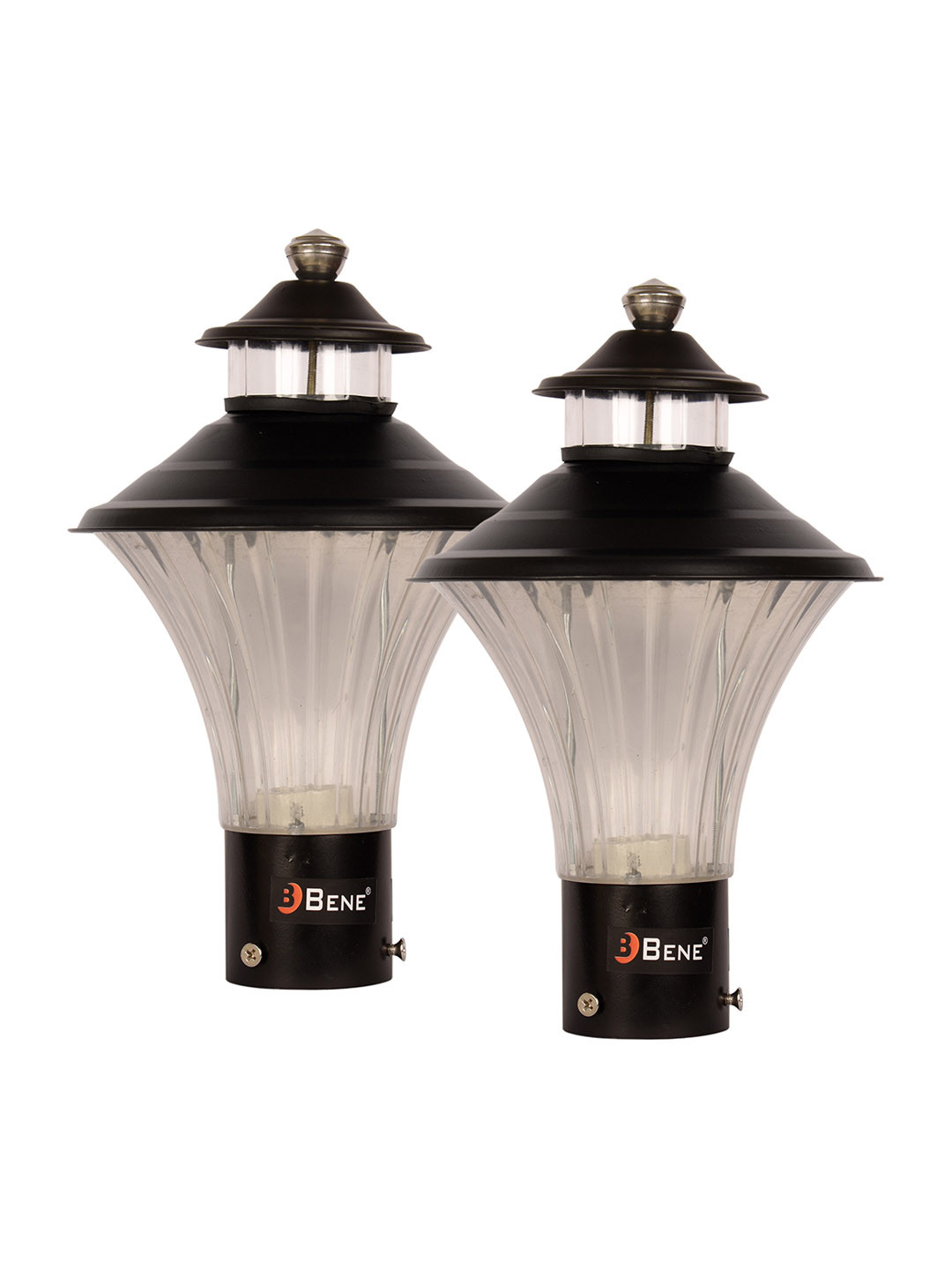 BENE Black & White 2 Pieces Waterproof & Rustproof Frustum Outdoor Lamps