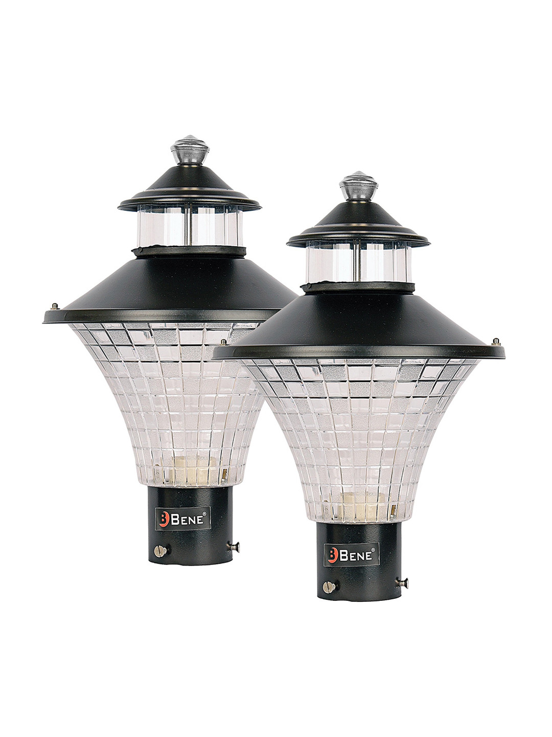BENE Black & Transparent 2 Pieces Textured Outdoor Lamps