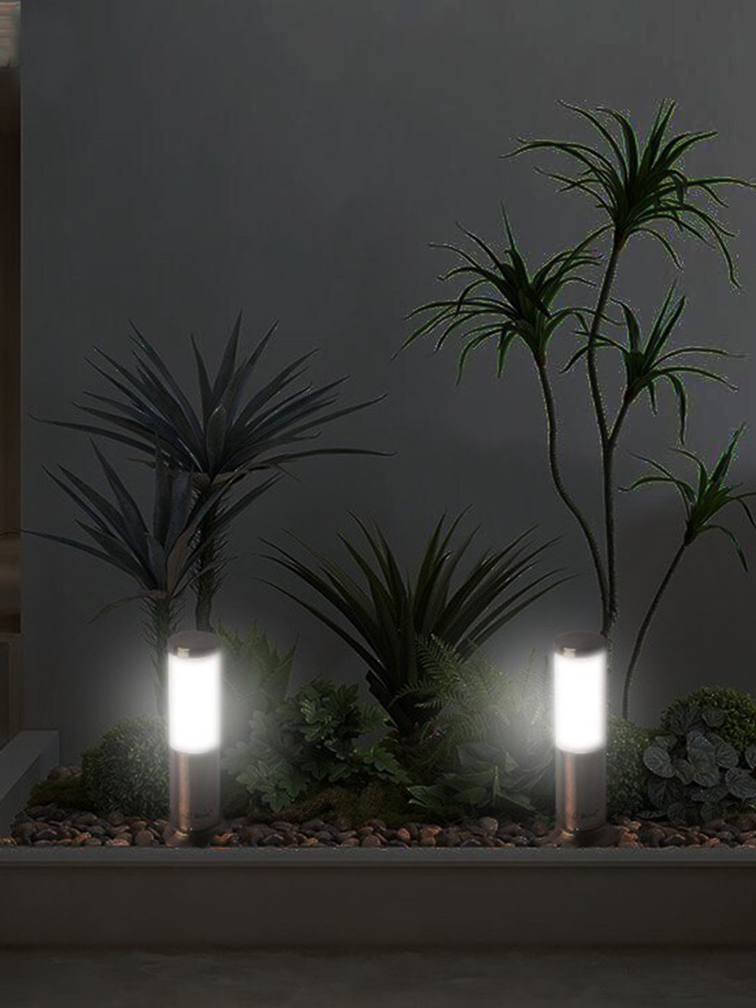 BENE 2 Pieces Grey & White Metal Outdoor Lamps