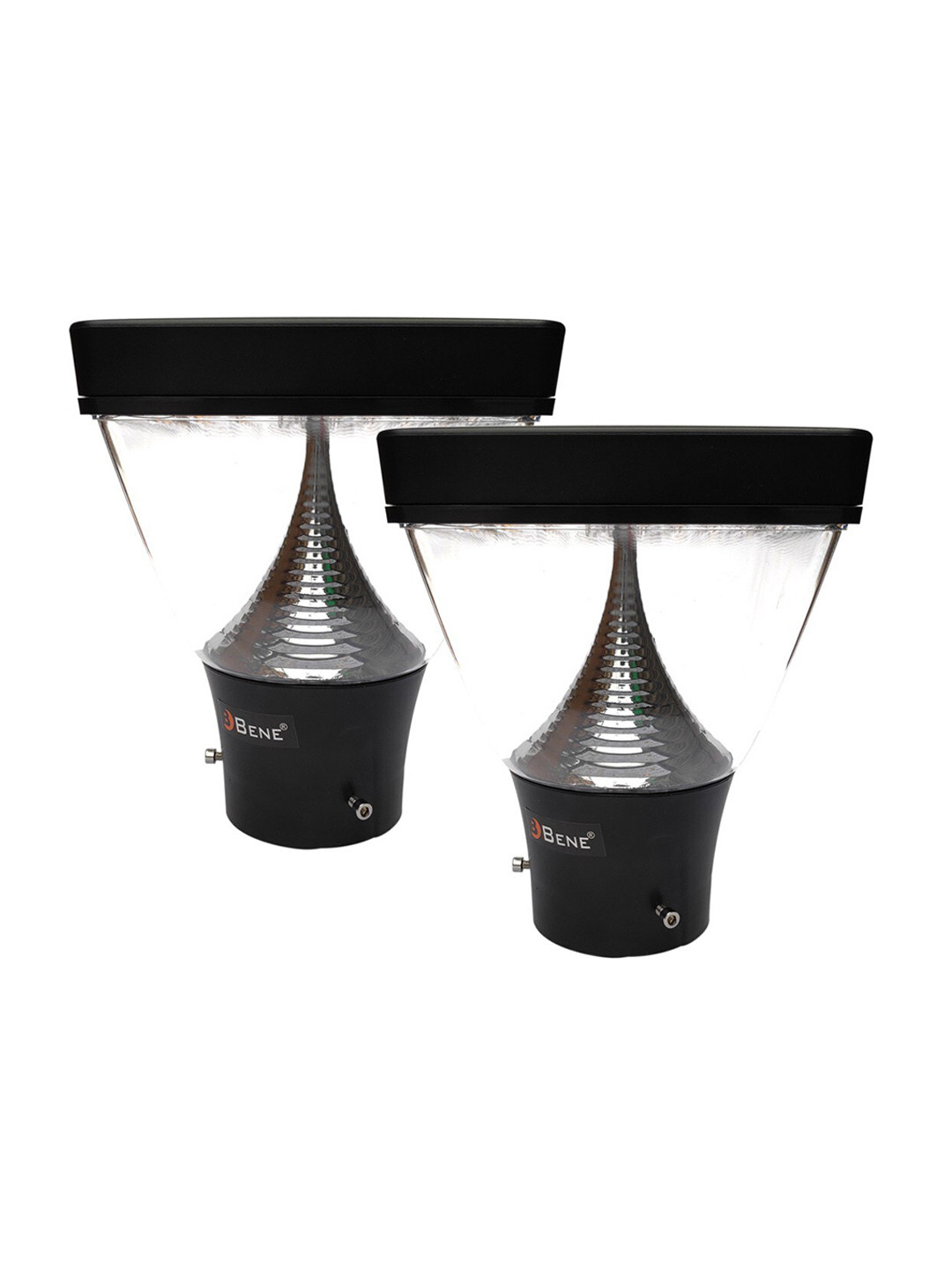 BENE Black & Transparent 2 Pieces Textured Metal Outdoor Lamps