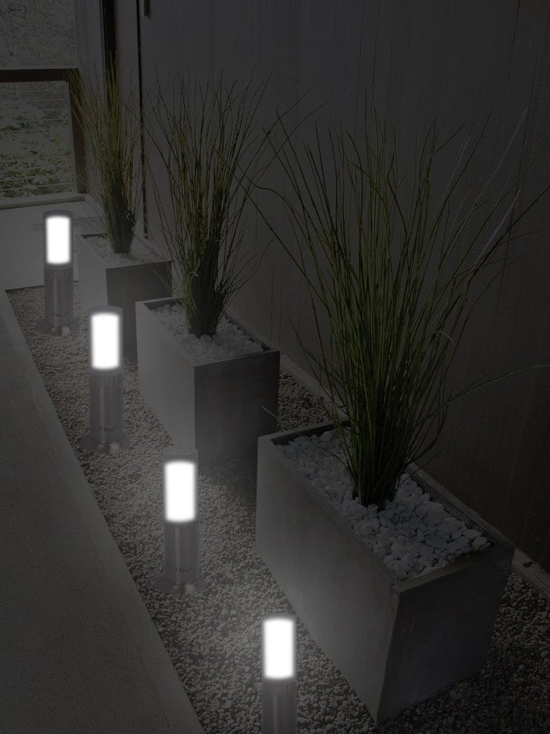 BENE Benjamin Bollard Grey 4 Pieces Self-Assembly Outdoor Lamps