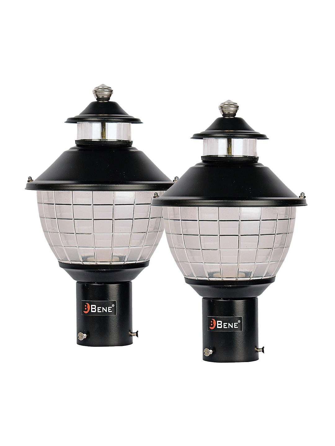 BENE Black & White 2 Pieces Self Assembly Cylinder Outdoor Lamps