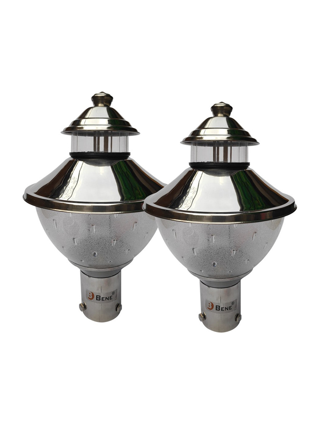 BENE Mist Grey & Transparent 2 Pieces Textured Steel Outdoor Lamps