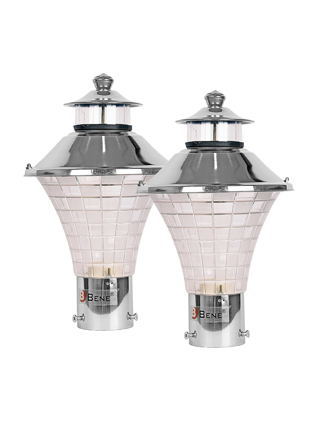 BENE Grey & White Metal Self-Assembly Spherical Outdoor Lamps