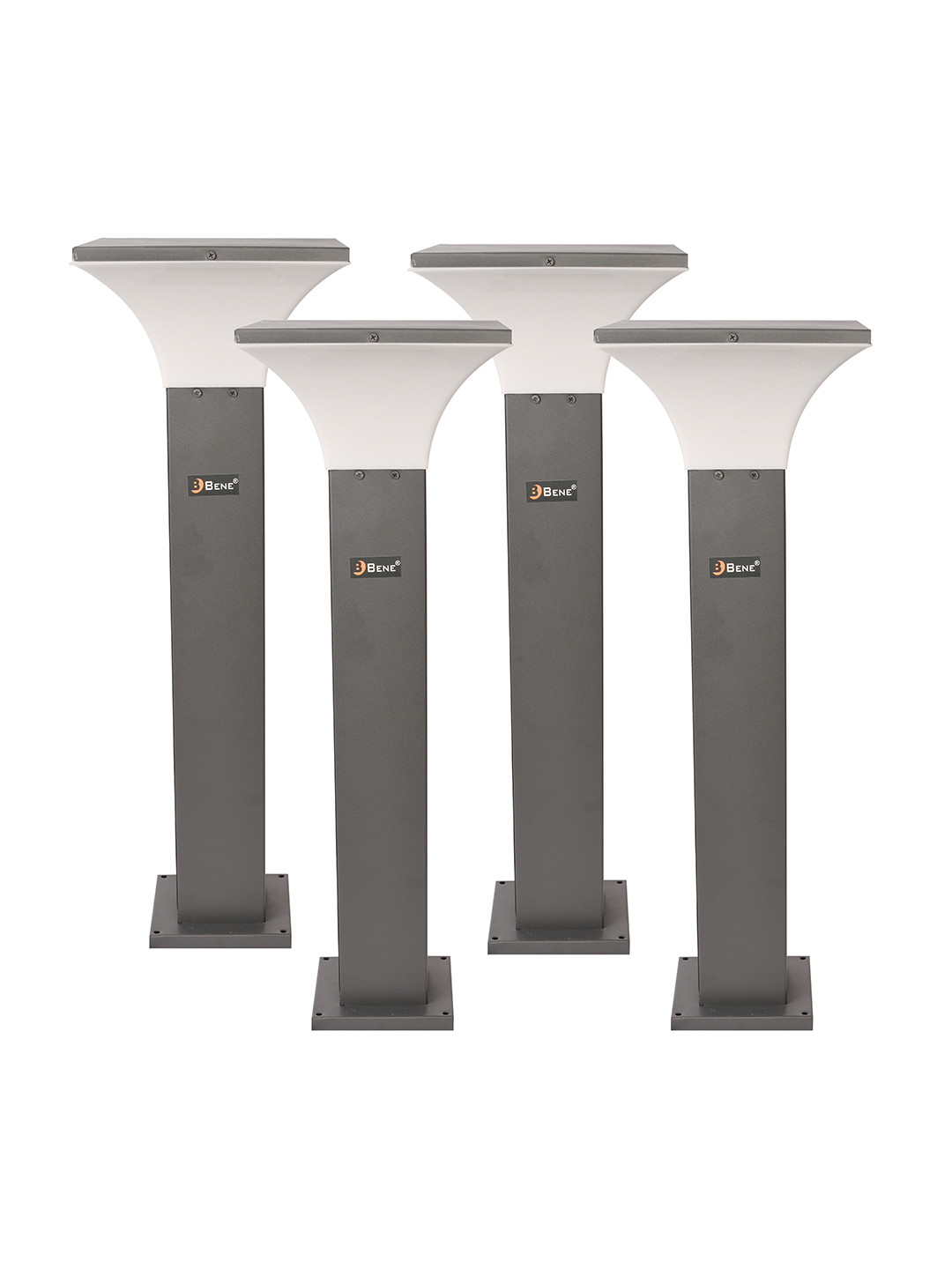 BENE Helsinki Bollard 4 Pieces Grey & White Waterproof & Rustproof Outdoor Lamps