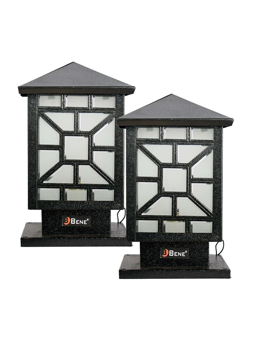 BENE Milano Black & White 2 Pieces Waterproof & Rustproof Rectangle Shaped Outdoor Lamps
