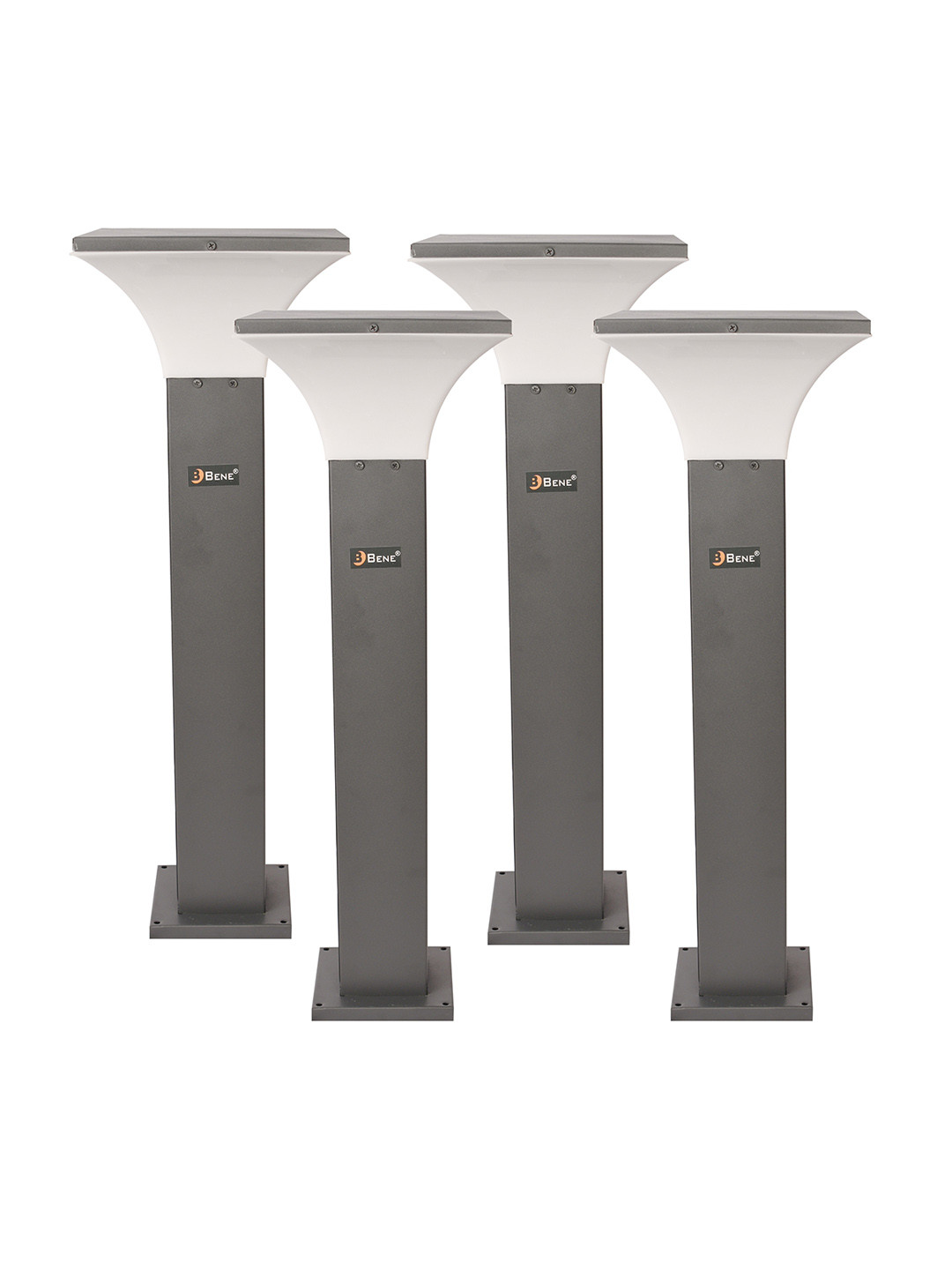 BENE Helsinki Bollard Grey & White 4 Pieces Waterproof & Rustproof Outdoor Lamps