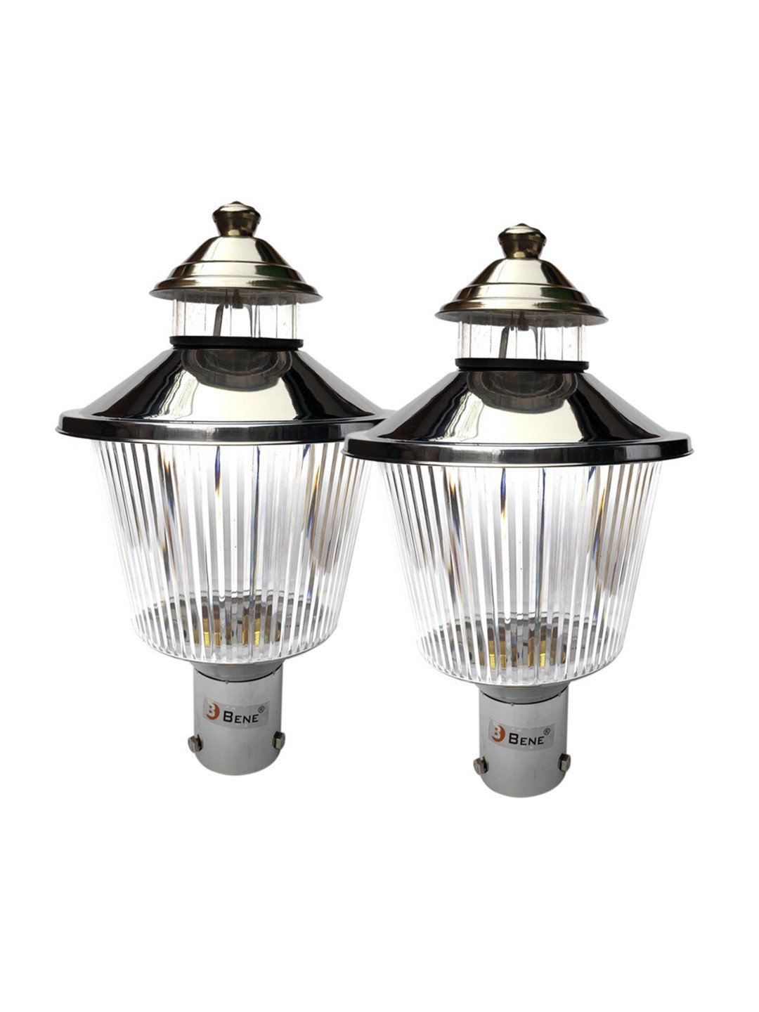 BENE Reed Grey & Transparent 2 Pieces Textured Steel Outdoor Lamps