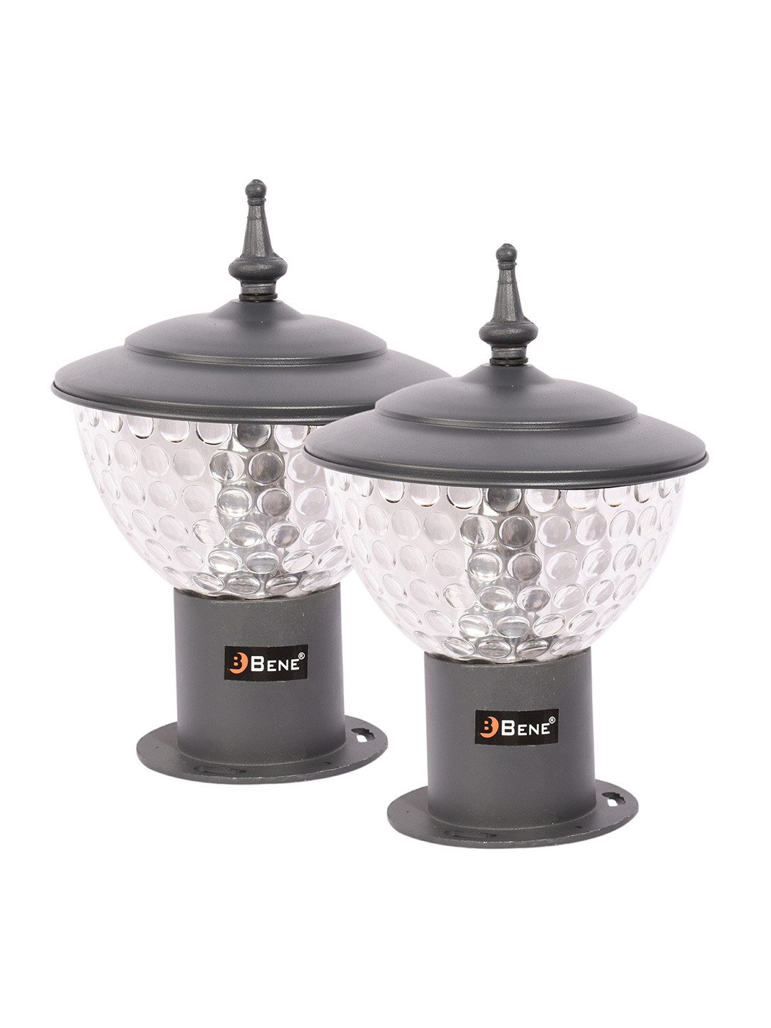 BENE Capo Grey 2 Pieces Self-Assembly Spherical Shaped Aluminium Outdoor Lamps