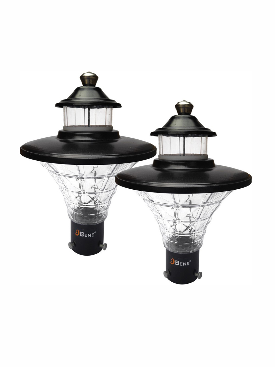 BENE Smuk Black & Transparent 2 Pieces Self-Assembly Outdoor Lamps