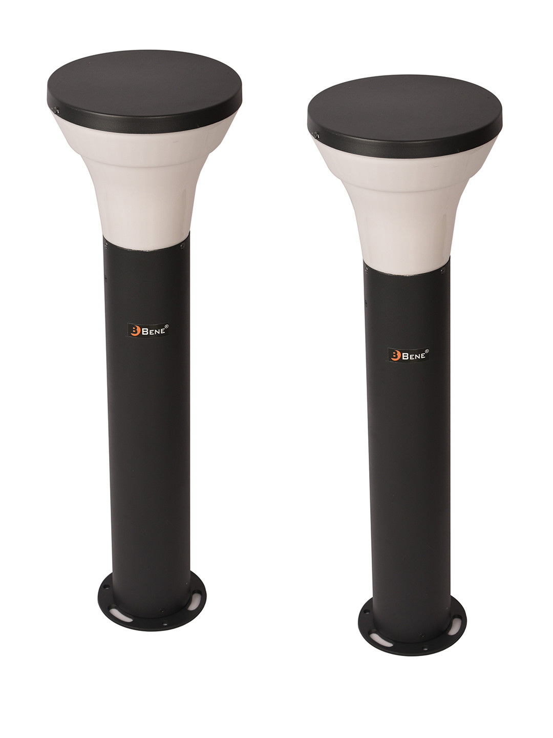 BENE Koel Bollard Grey & White 2 Pieces Aluminium Waterproof & Rustproof Outdoor Lamps