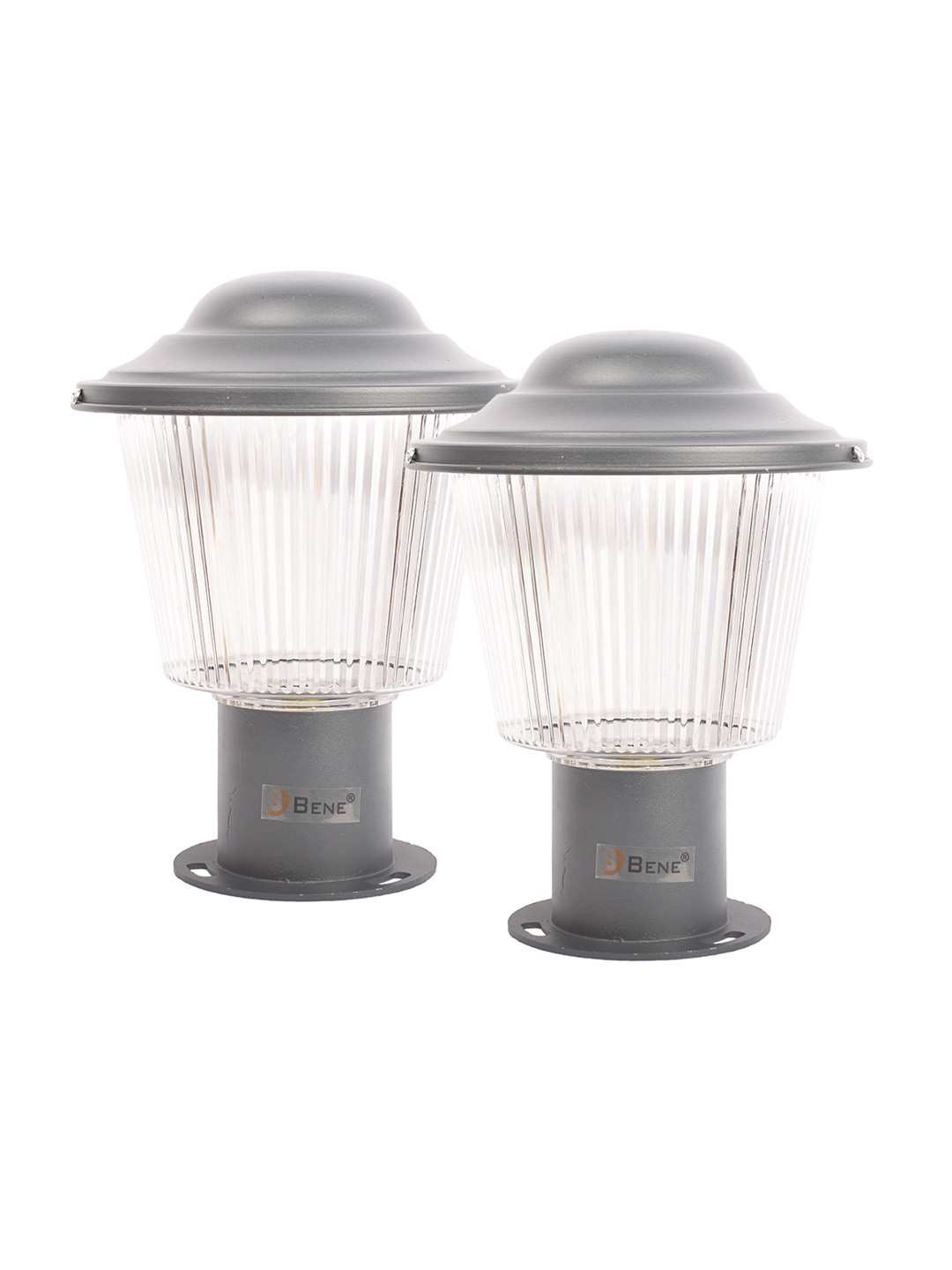 BENE Reed Grey & White 2 Pieces Self Assembly Frustum Outdoor Lamps