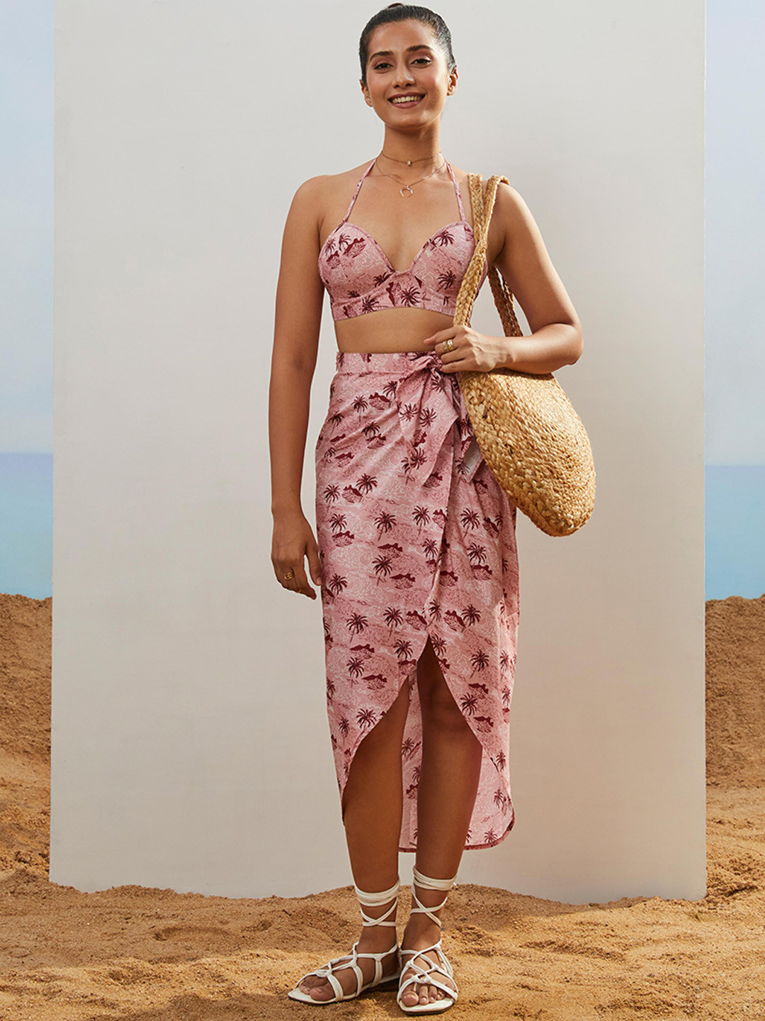 CMGE Tropical Printed Surf Side Swimwear Cover up Sarong