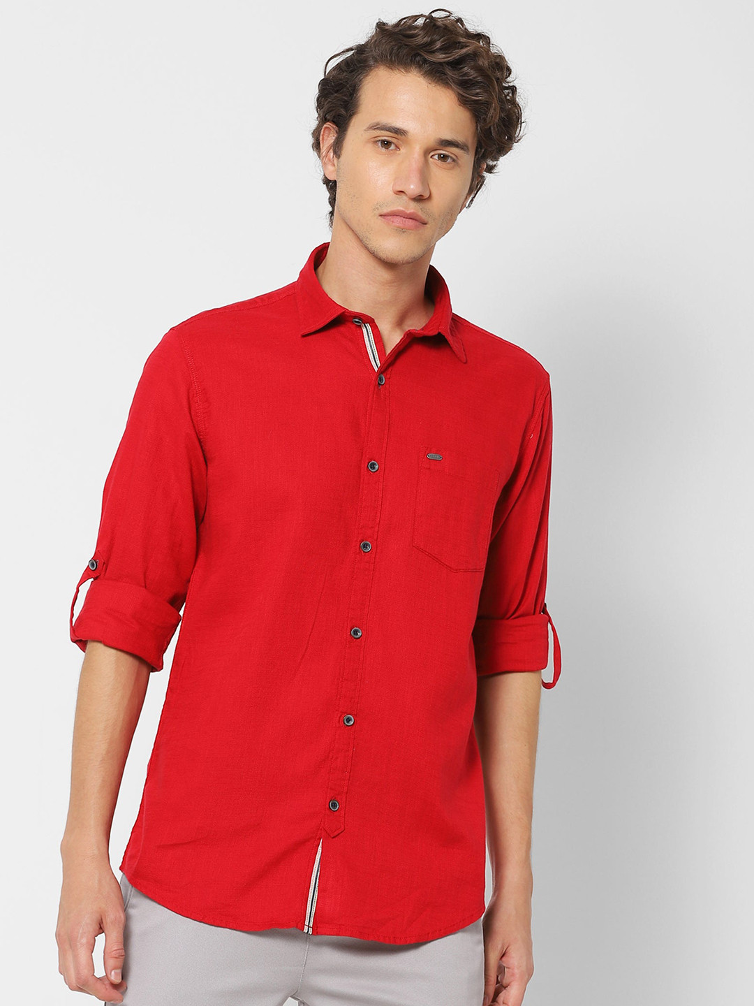 Red Flame Regular Fit Cotton Casual Shirt