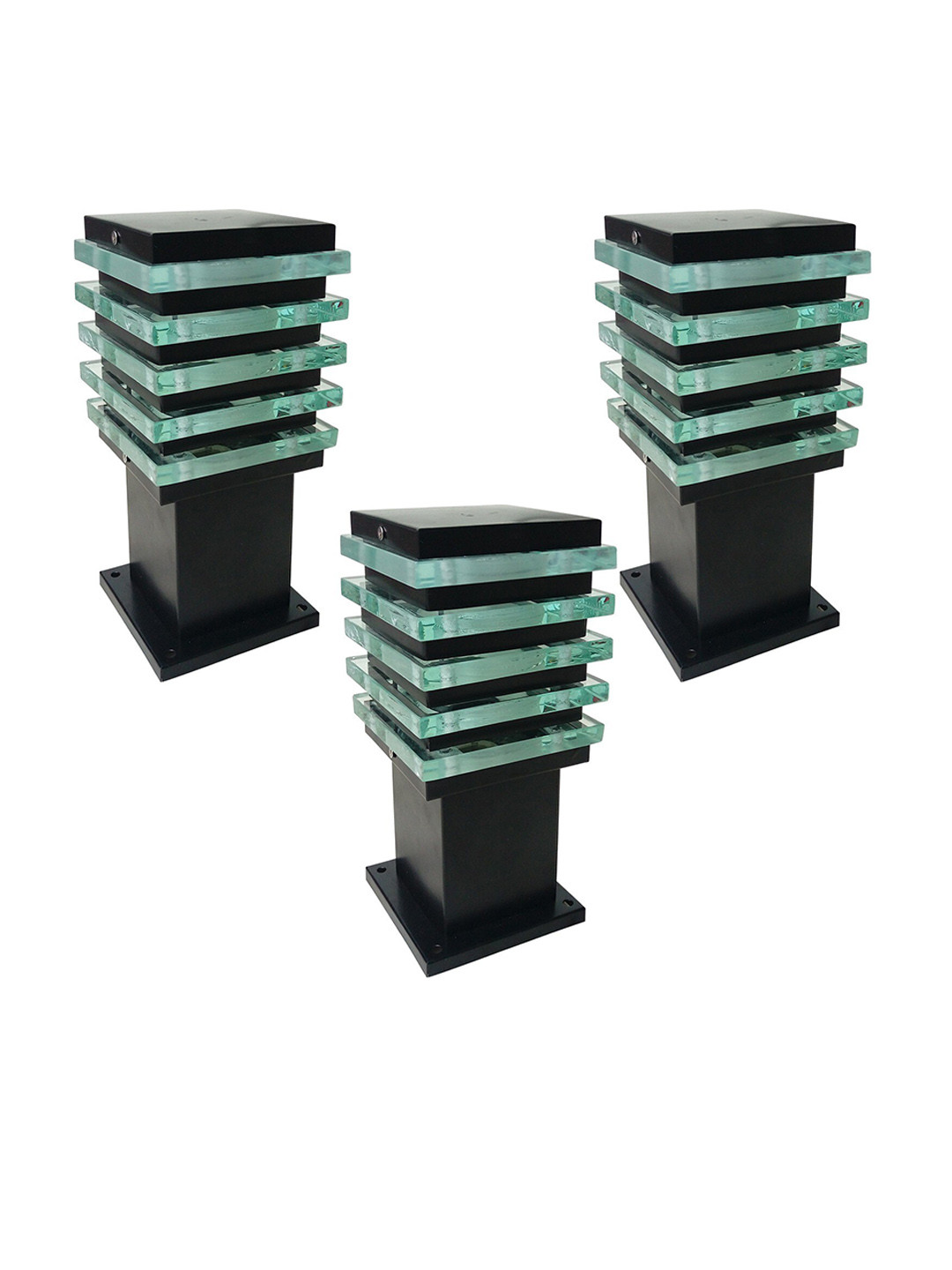 BENE Ice Cube Black & Green 3 Pieces Self-Assembly Rectangle Outdoor Lamps