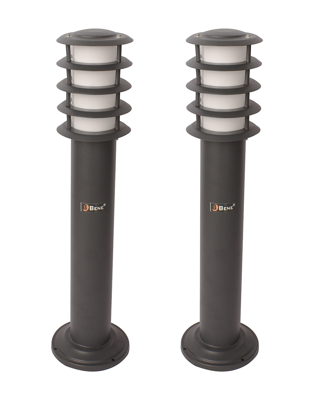 BENE Oak Bollard Black & White 2 Pieces Waterproof & Rustproof Outdoor Lamps