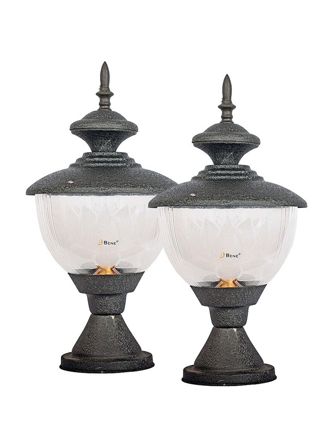 BENE Lois Black & White 2 Pieces Spherical Shaped Waterproof & Rustproof Outdoor Lamps