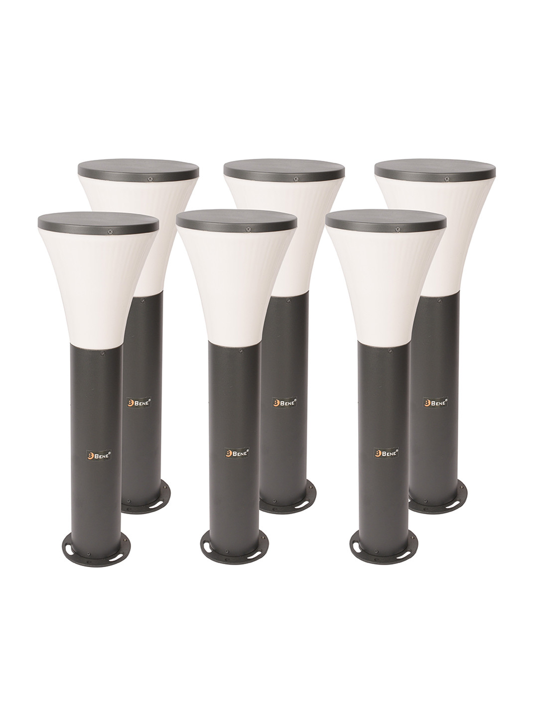 BENE Rio Bollard Grey & White 6 Pieces Aluminium Abstract Shaped Waterproof Outdoor Lamps