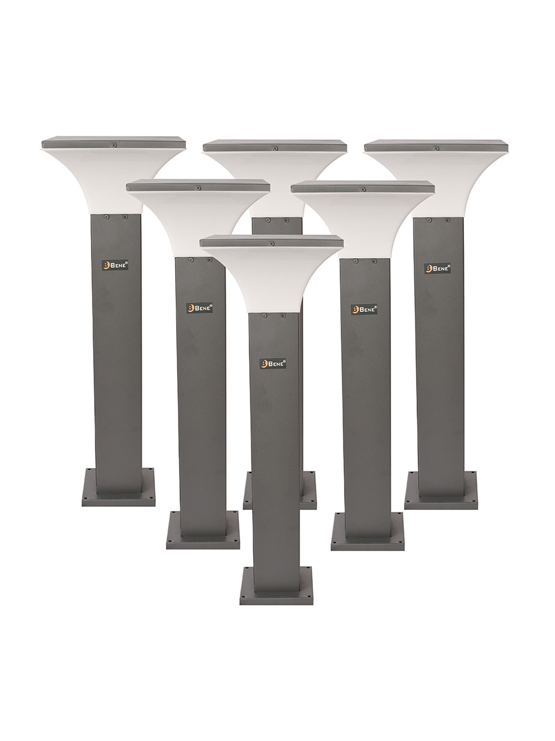 BENE Helsinki Bollard Grey & White 6 Pieces Waterproof & Rustproof Outdoor Lamps