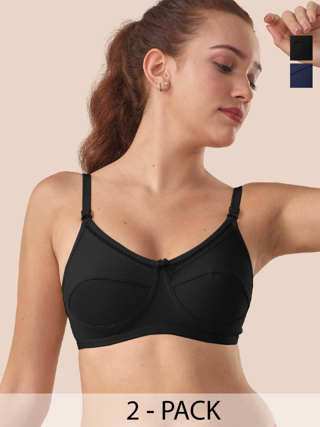 LUX VENUS Pack of 2 Everyday Cotton Bra Full Coverage Non Padded Super Support Bra