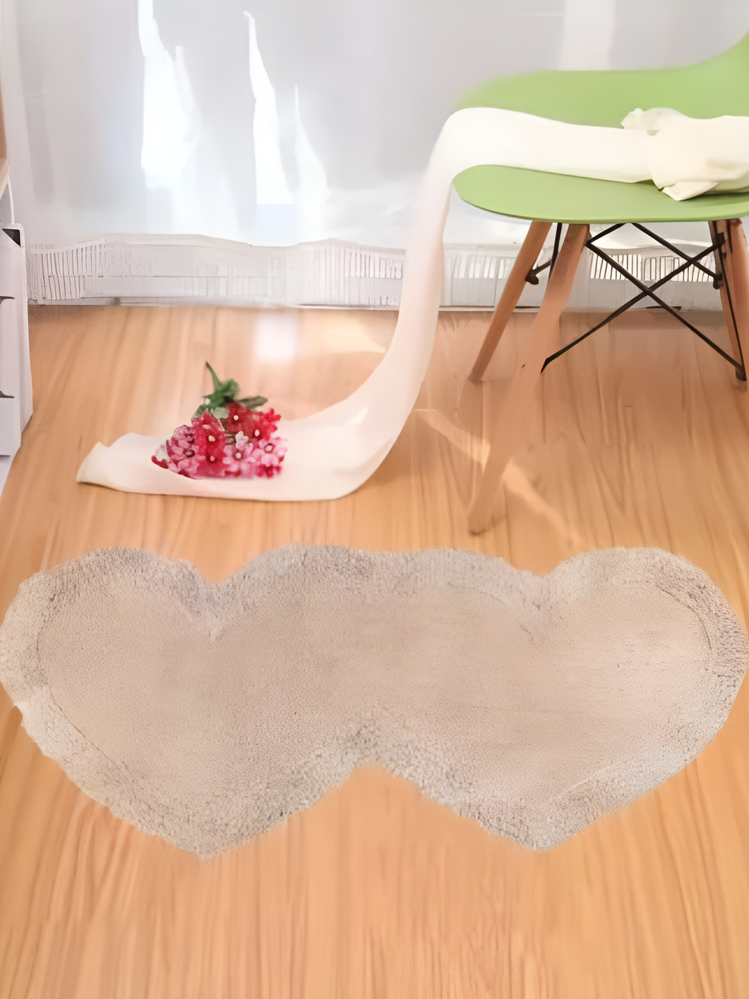 Shopgallery Beige Embossed Heart-shaped Strong & Durable Floor Runner