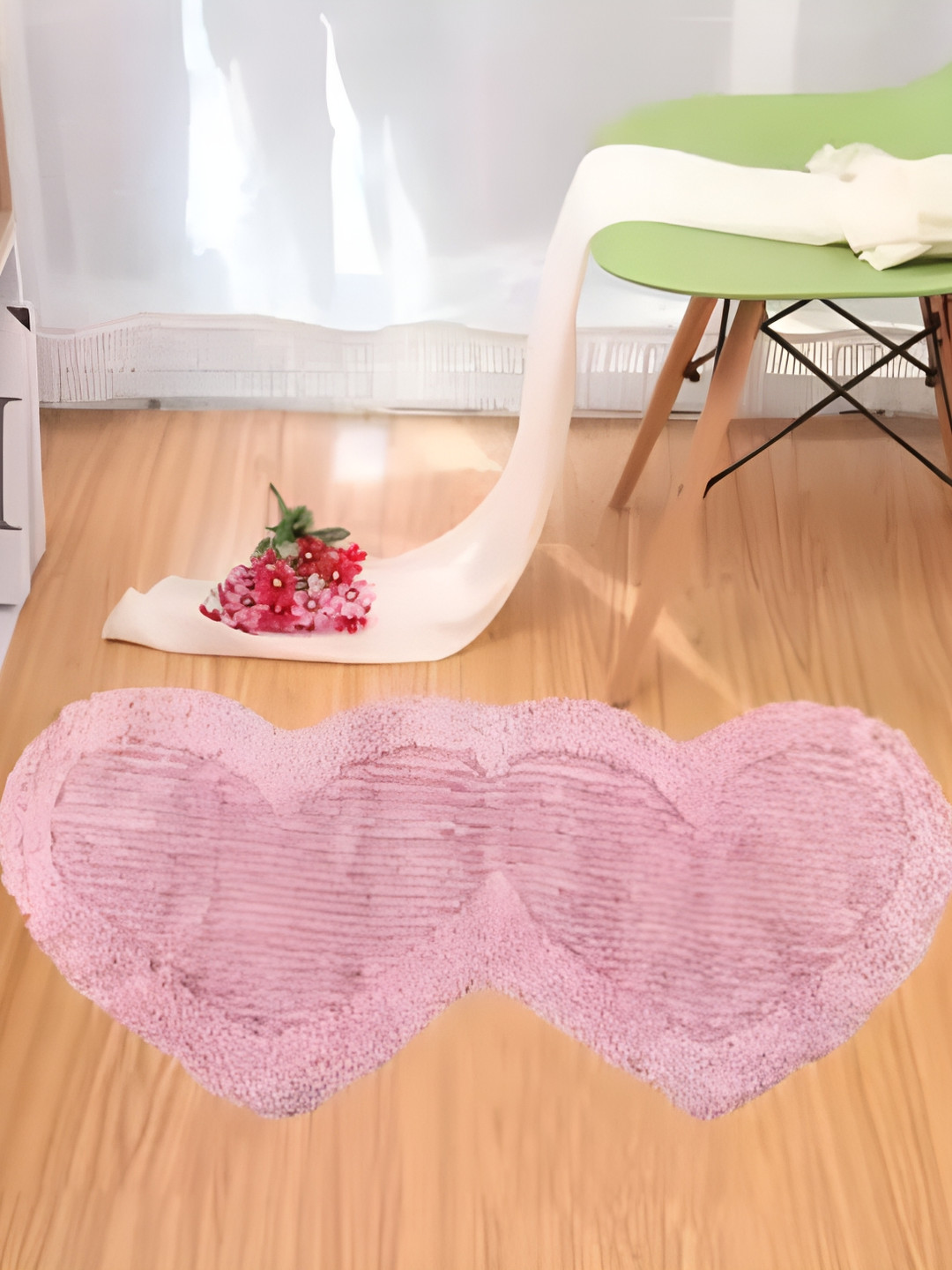 Shopgallery Pink Embossed Heart-shaped Strong & Durable Floor Runner