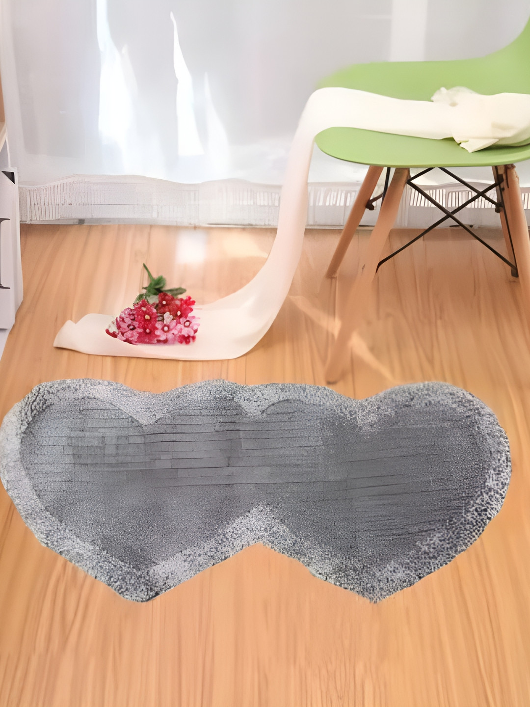 Shopgallery Grey Embossed Heart shaped Strong & Durable Floor Runner