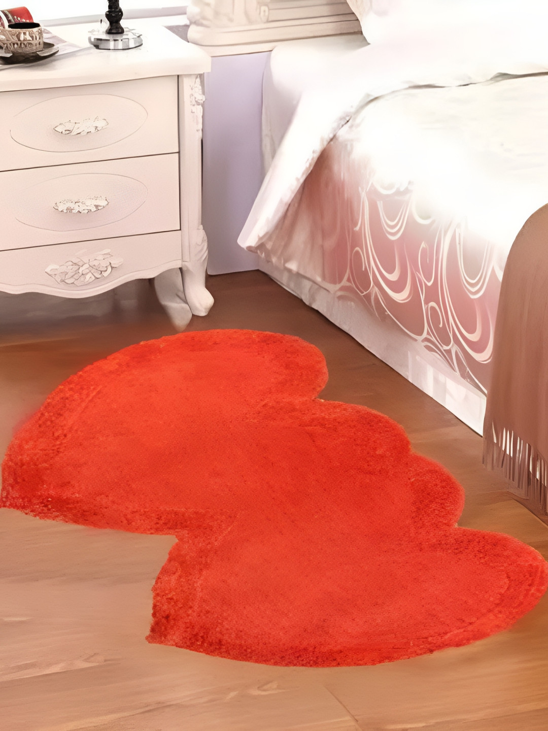 Shopgallery Orange Embossed Heart-shaped Strong & Durable Floor Runner