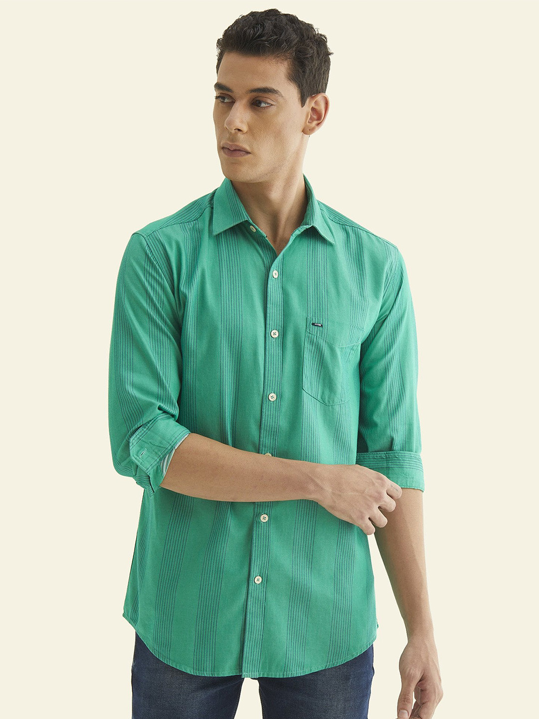 Red Flame Spread Collar Cotton Casual Shirt