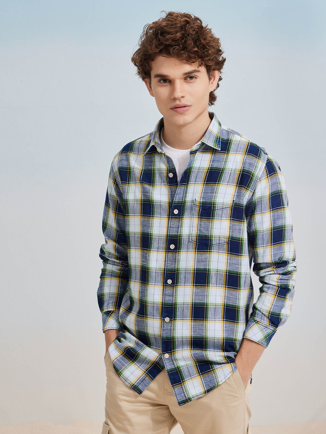 Red Flame Men Tartan Checks Opaque Checked Party Shirt