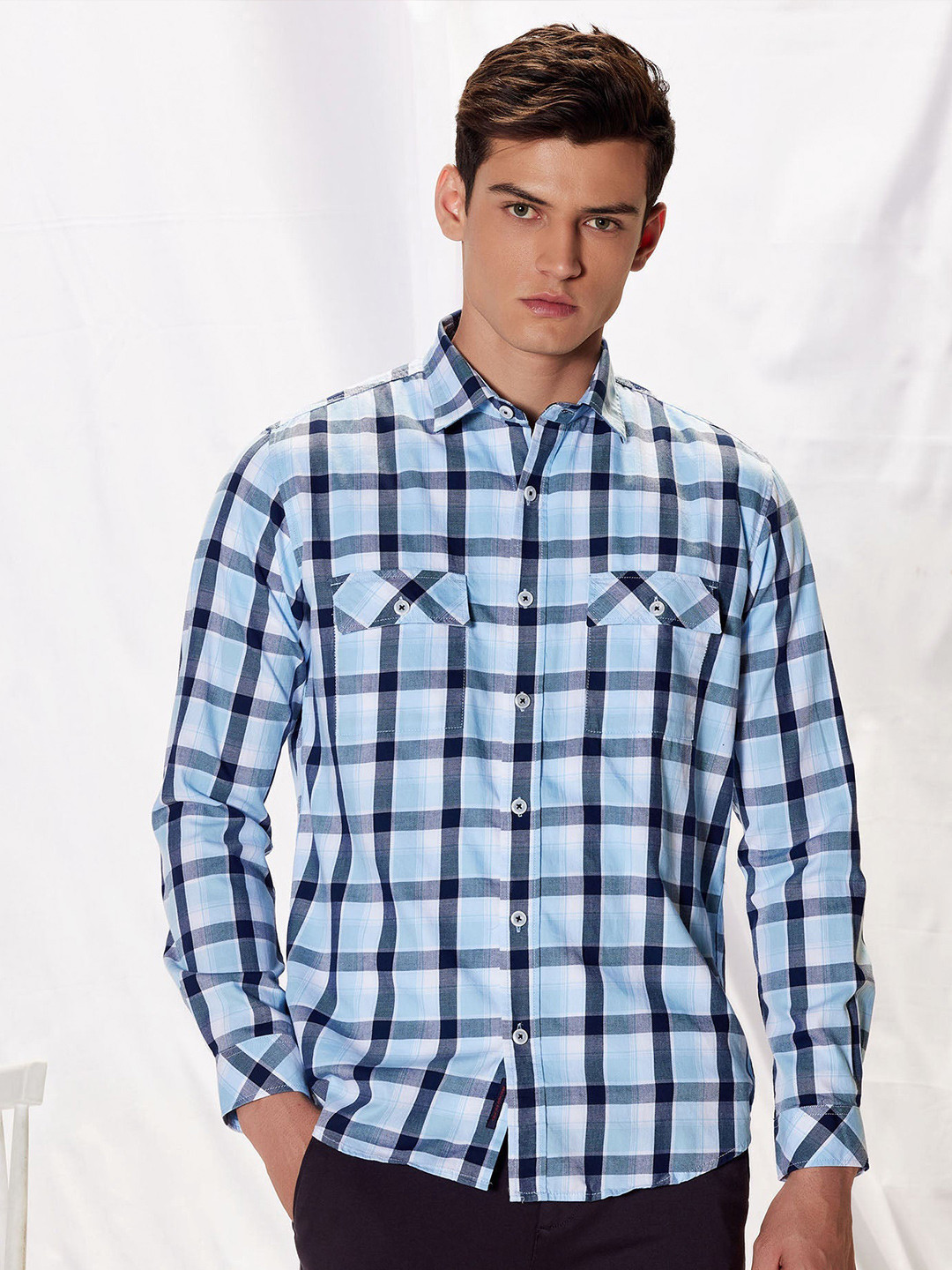 Red Flame Regular Fit Cotton Tartan Checks Checked Casual Shirt