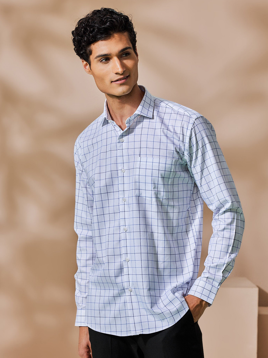Stori Men Grid Tattersall Checks Opaque Checked Casual Shirt